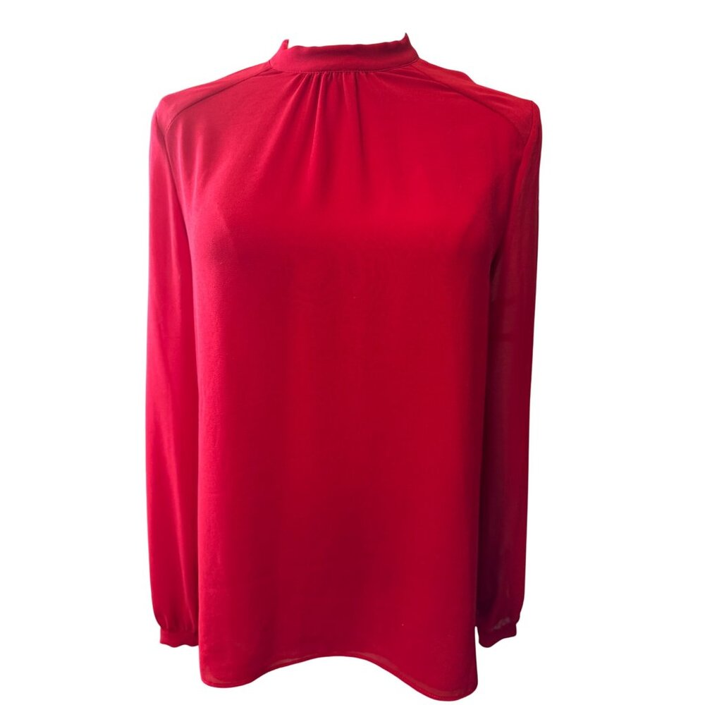 2/$30 ZARA Candy Apple Red Small Sheer Backless Blouse Back Neck Tie